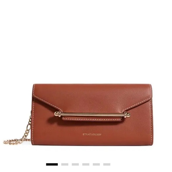 Strathberry Multrees Chain Wallet - Chestnut with Vanilla Stitch - LIKE NEW - Picture 2 of 9